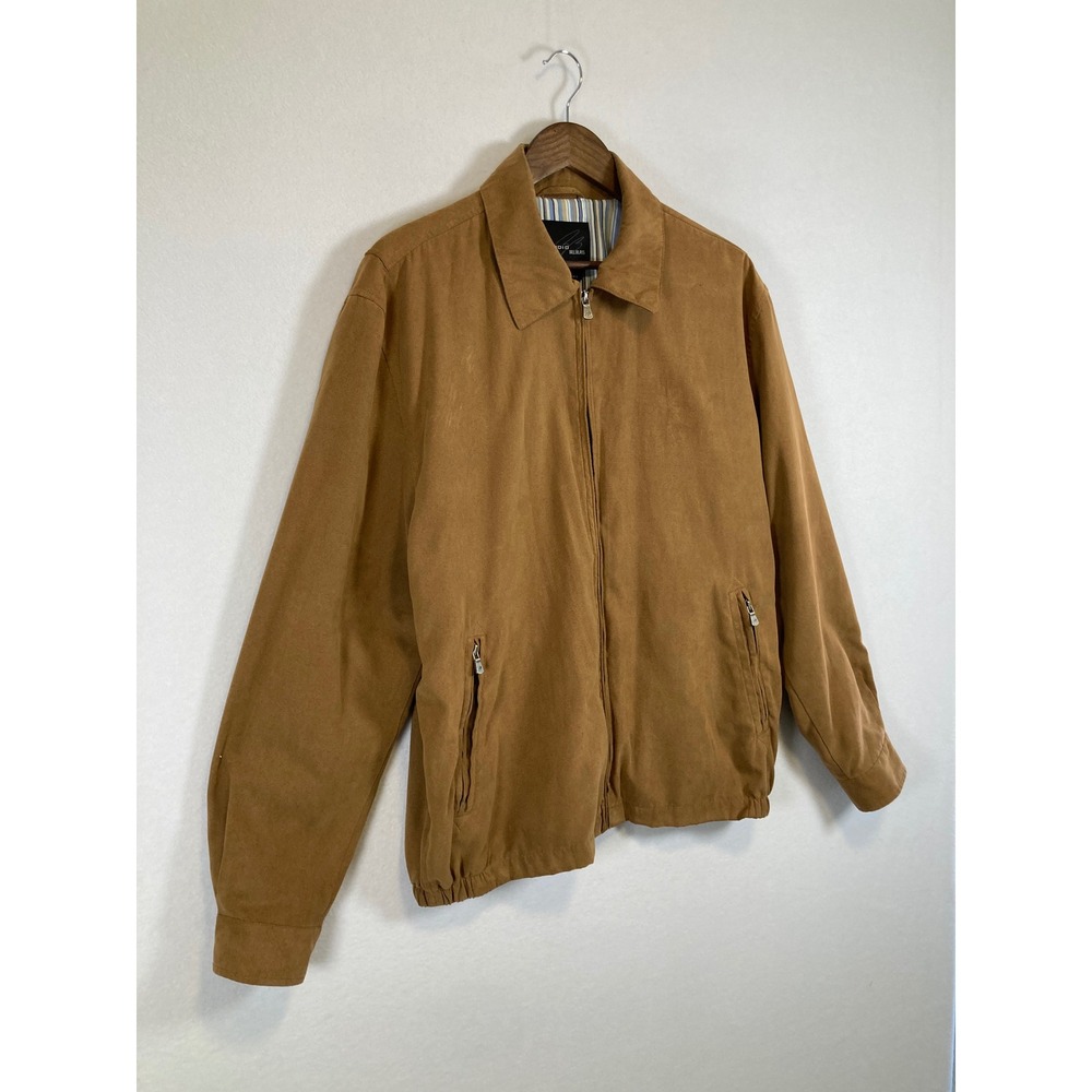 Western Studio Bill Blass Mens Large Tan Faux Suede Harrington Jacket Vintage L - Picture 11 of 11